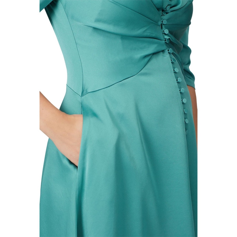 Jonathan Simkhai Ruched V-Neck Button Dress 8 - Picture 4 of 12